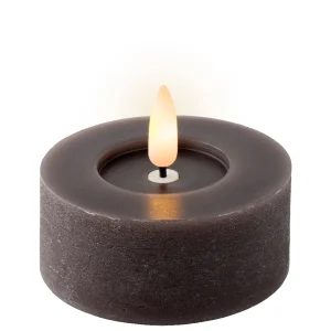 Lumineo LED waxinelicht wax set/2 Ø7x5,5 cm - donkerbruin