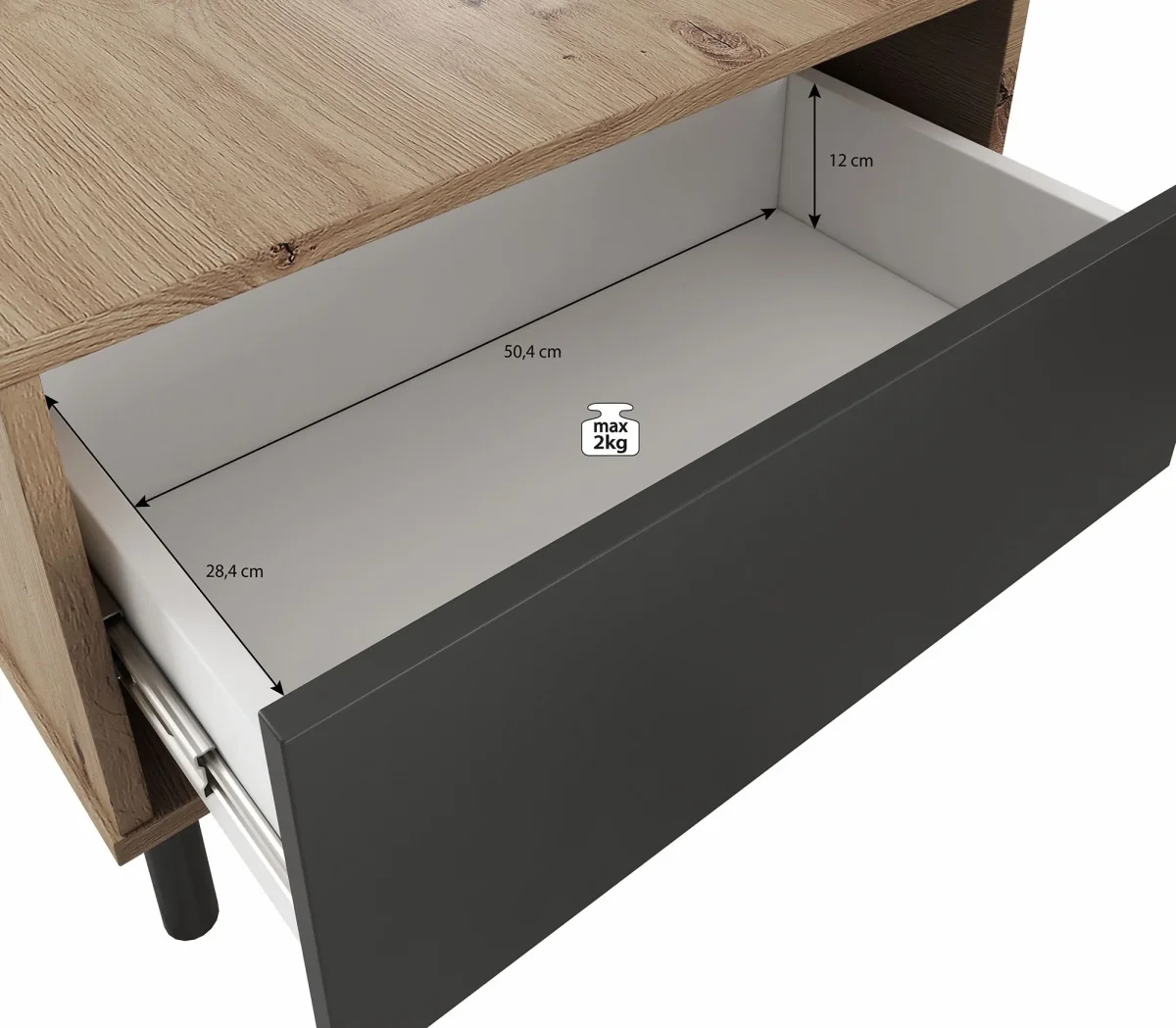 Marcos - Salontafel met lade - Eiken/antraciet - Afbeelding 6