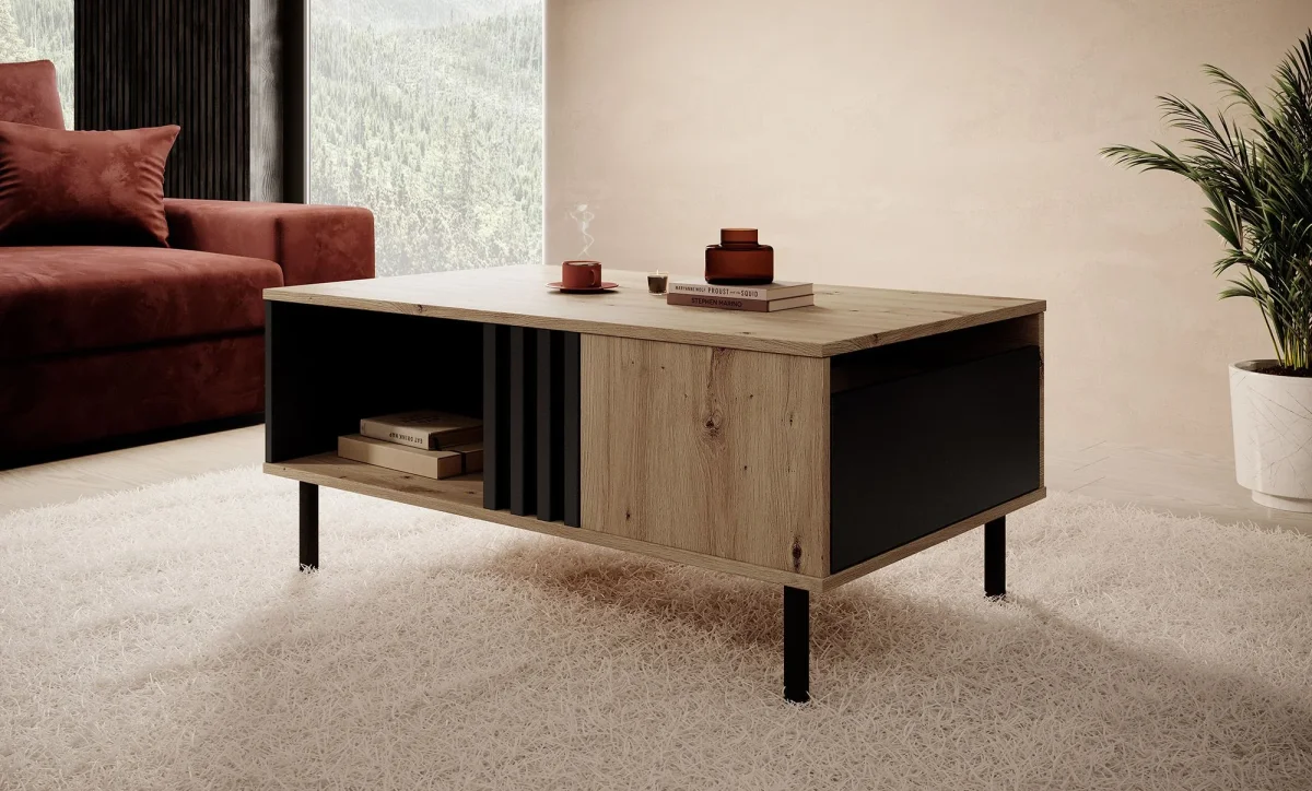 Marcos - Salontafel met lade - Eiken/antraciet