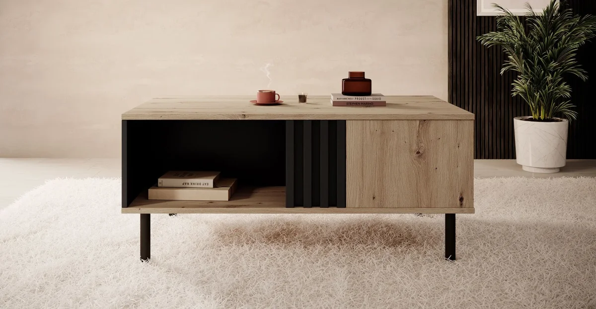 Marcos - Salontafel met lade - Eiken/antraciet - Afbeelding 3