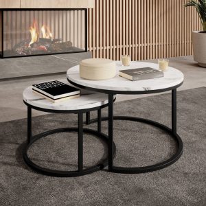 Rica - Salontafel set van 2 - Wit marmerlook