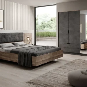 Acasia - Slaapkamer - Grijs/Eiken - 160x200 cm